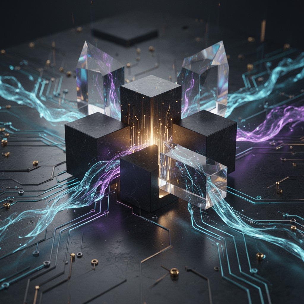 Ledger Live interface displayed on physical and digital assets securely operating in tandem